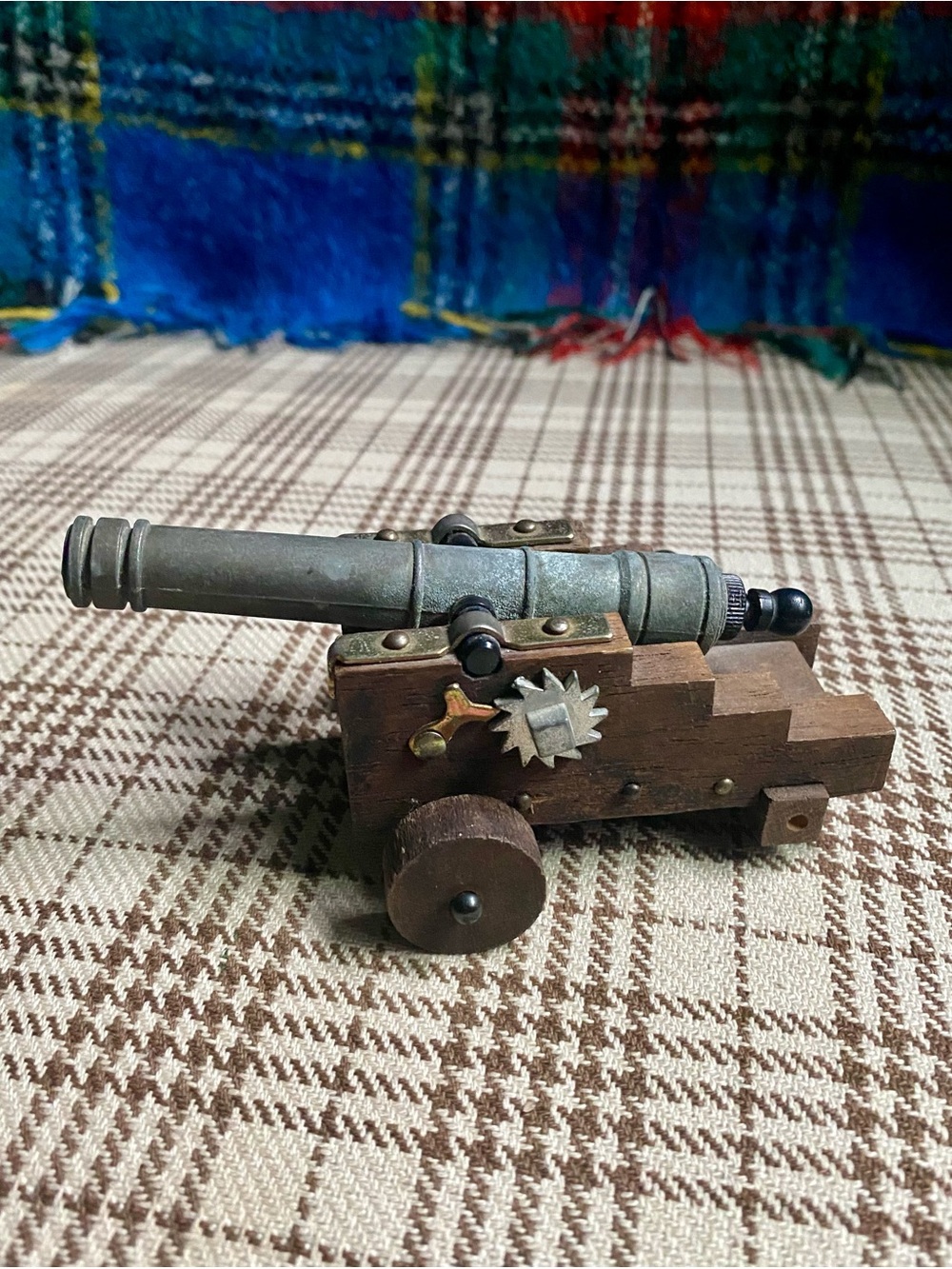 Classic Wooden Pirate Cannon Toy - Brown and Brass